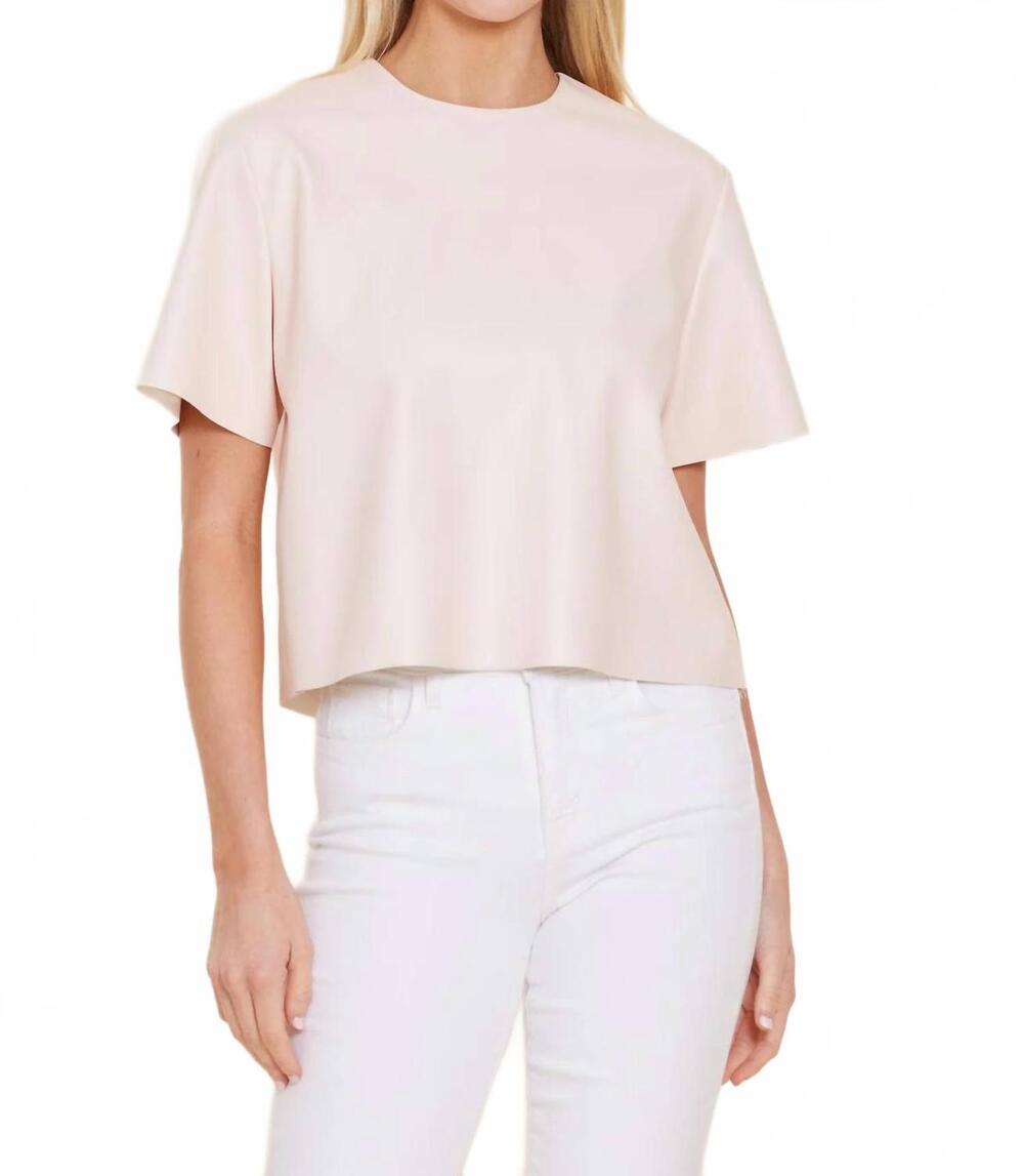 NEW DOLCE CABO cropped vegan leather tee in light pink